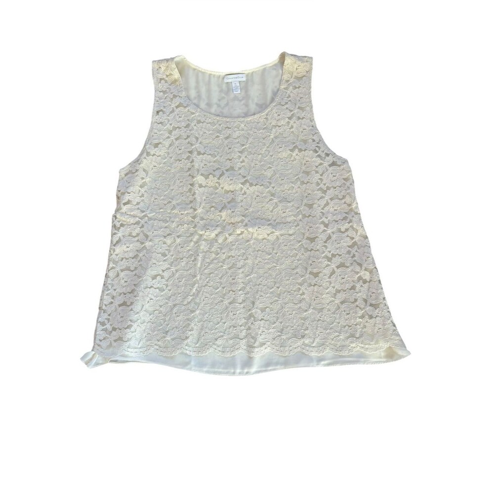 Summer Sleeveless Blouse Tanks Bundle Womens XL Navy Blue White Flip Flop Lace - Picture 5 of 12